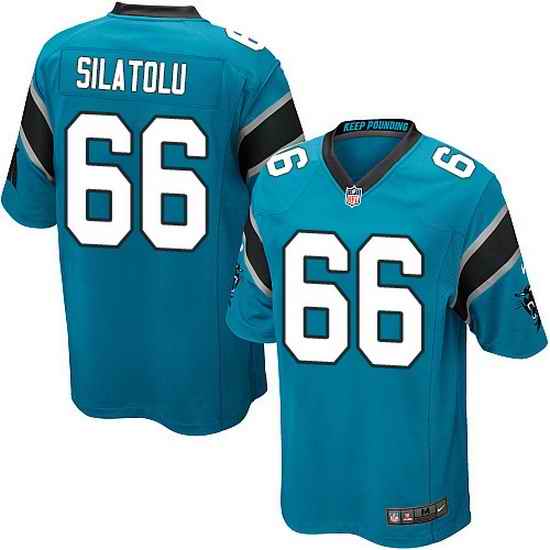 Nike Panthers #66 Amini Silatolu Blue Team Color Mens Stitched NFL Elite Jersey